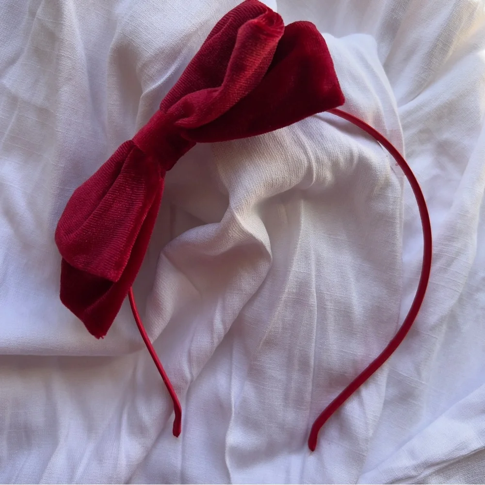 Red Velvet Bow Headband hair Accessories Acrylic Hair Claw NWOT